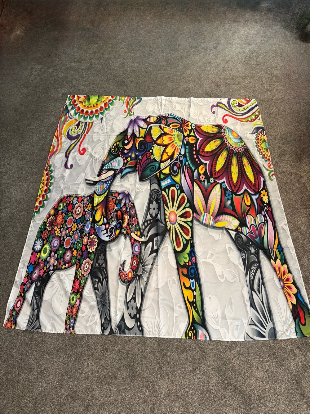 Vibrant Multicolor Elephant Shower Curtain - Colorful Floral Design